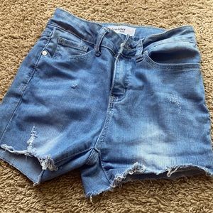 High waist denim shorts with flares